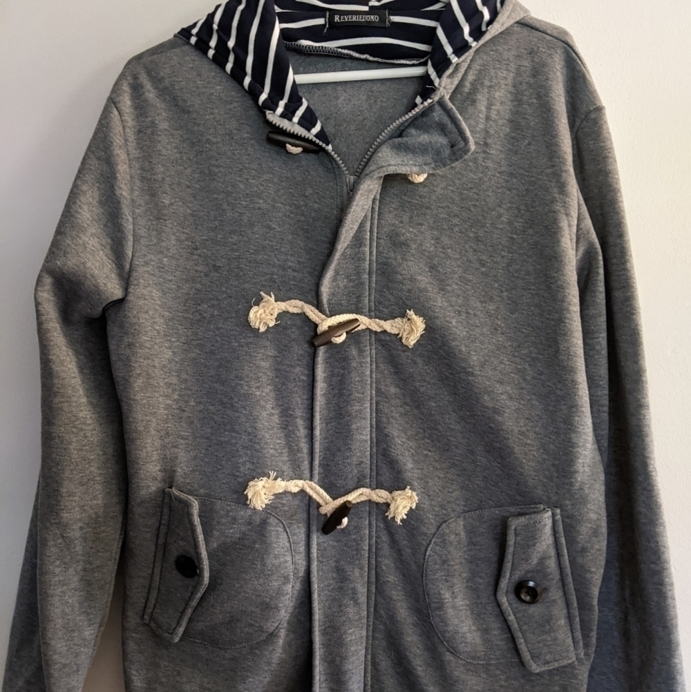 Reveriedomo Toggle Front Hooded Sweatshirt Cardigan